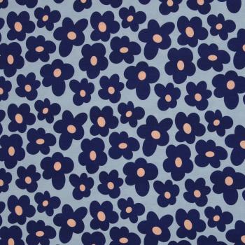 Viskosejersey Happy Flowers Hellblau/Dunkelblau von Swafing von Cherry Picking